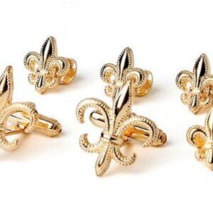 Fleur De Lis /24mm Links and 16mm Studs Gold Formal Set